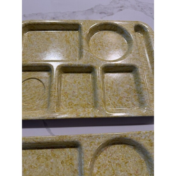 3 Vintage Prolon Ware Melamine Cafeteria Lunch Tray Yellow Confetti 14.75 inches - Picture 3 of 5